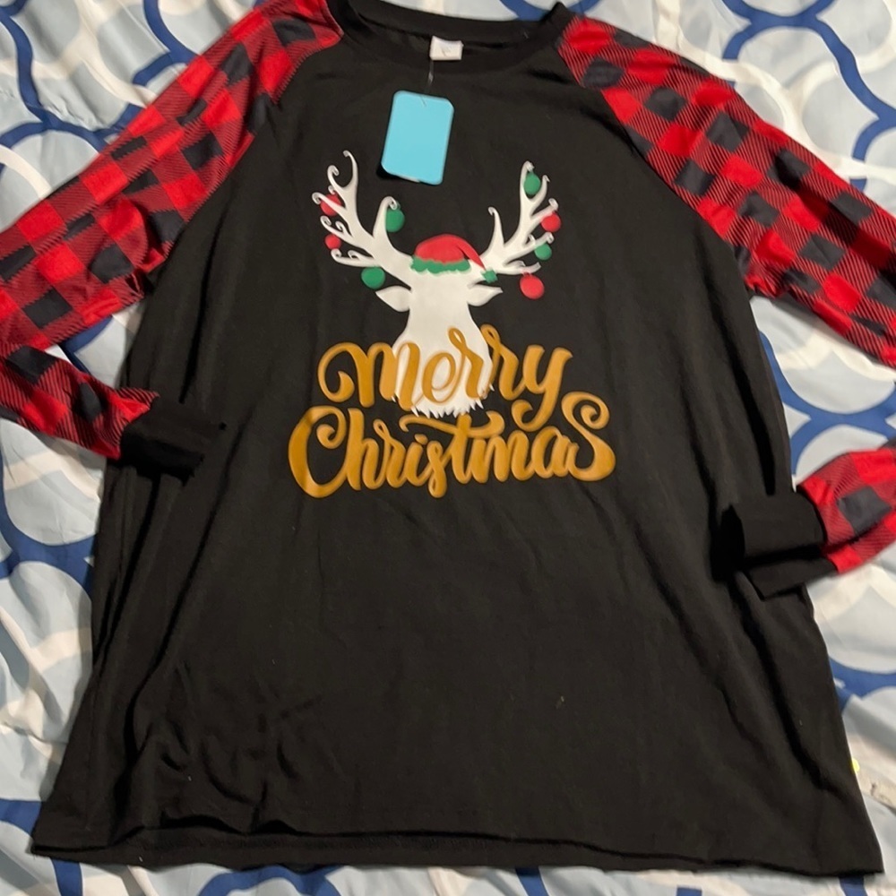 NWT Merry Christmas deer l/s shirt L